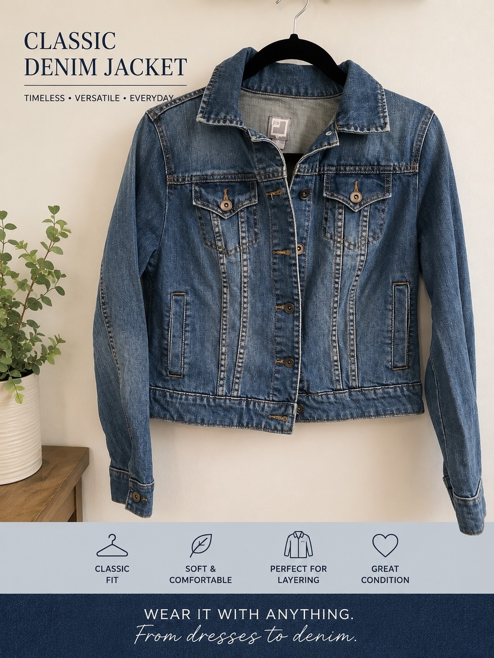 Classic JC Penny Vintage Blue Denim Jacket - Timeless Women's Jacket